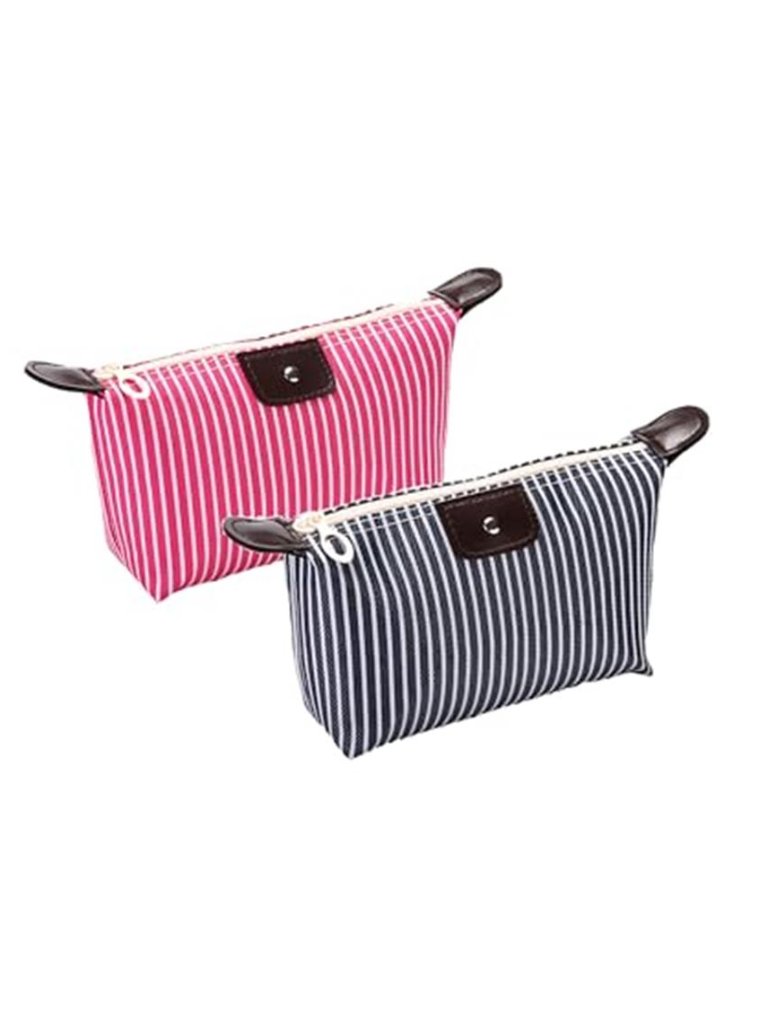 2 Pack Make Up Bag For Traveling,Preppy Make Up Bag,Toiletry Bag,Nylon